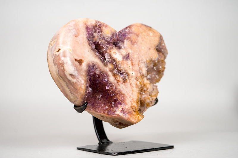 Rare Pink Amethyst Heart with Rose and Yellow Druzy, Ethically Sourced in Brazil - 5 Lb - E2D Crystals & Minerals