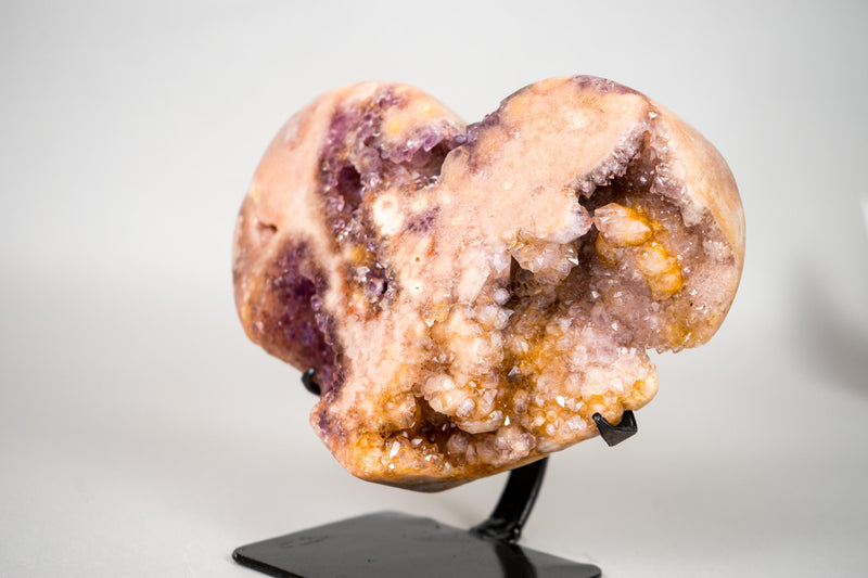 Rare Pink Amethyst Heart with Rose and Yellow Druzy, Ethically Sourced in Brazil - 5 Lb - E2D Crystals & Minerals