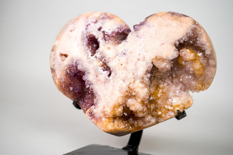 Rare Pink Amethyst Heart with Rose and Yellow Druzy, Ethically Sourced in Brazil - 5 Lb - E2D Crystals & Minerals