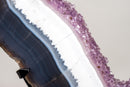 Spectacular Blue & White Lace Agate Geode Portal Slice with Rose Amethyst Druzy on Stand - 19 In Tall, 16 Lb - E2D Crystals & Minerals