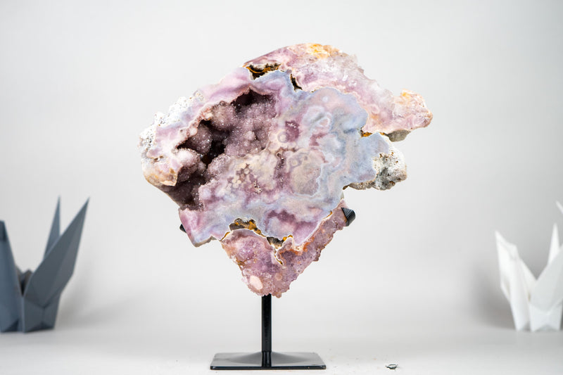 Rare Pink Amethyst Geode with Sparkling Purple and Pink Druzy, with Colorful Purple, Blue and Rose Quartz - 9 Lb, 13 In - E2D Crystals & Minerals