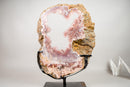 Pink Amethyst Geode Portal with Rose Druzy on Botryoidal Flowers - E2D Crystals & Minerals