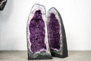 Pair of Natural Galaxy Purple Amethyst Geodes with Sparkling Violet Color - E2D Crystals & Minerals