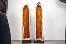 Pair of Straight, Tall Citrine Cathedral Geodes with Sparkling Golden - Orange Crystals - E2D Crystals & Minerals