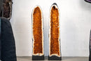 Pair of Straight, Tall Citrine Cathedral Geodes with Sparkling Golden - Orange Crystals - E2D Crystals & Minerals