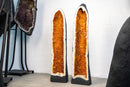 Pair of Straight, Tall Citrine Cathedral Geodes with Sparkling Golden - Orange Crystals - E2D Crystals & Minerals