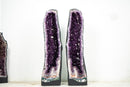 Pair of Large Amethyst Cathedral Geodes with Jelly Purple Druzy - E2D Crystals & Minerals