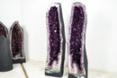 Pair of Large Amethyst Cathedral Geodes with Jelly Purple Druzy - E2D Crystals & Minerals
