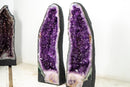 Pair of Intense Violet - Purple Amethyst Cathedral Geodes - E2D Crystals & Minerals