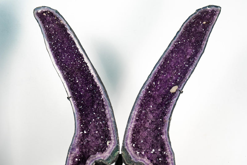 Sculptural Amethyst Geode Wings – 6.5 Ft Tall Butterfly Formation - E2D Crystals & Minerals