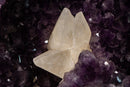 Pair of Arched Purple Amethyst Cathedral Geodes with Large Calcite - E2D Crystals & Minerals