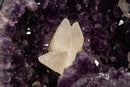 Pair of Arched Purple Amethyst Cathedral Geodes with Large Calcite - E2D Crystals & Minerals
