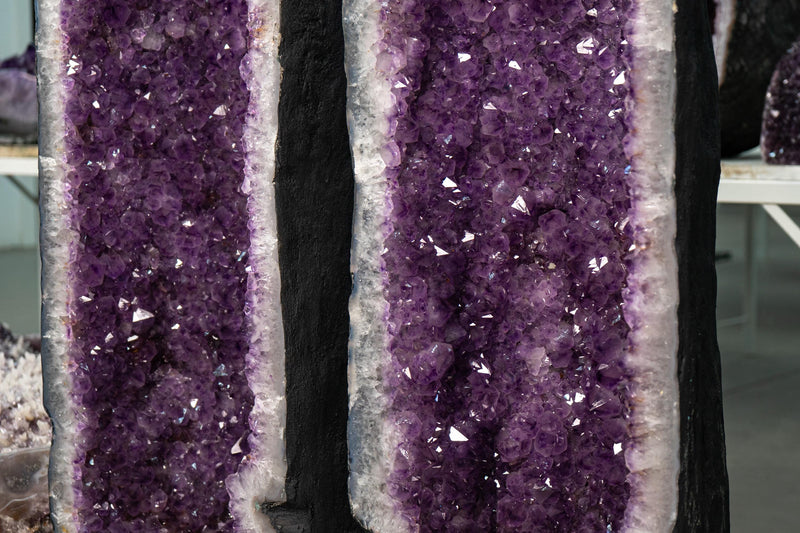 Pair of X - Large Lavender Amethyst Cathedral Geodes with Big Druzy Crystals - E2D Crystals & Minerals