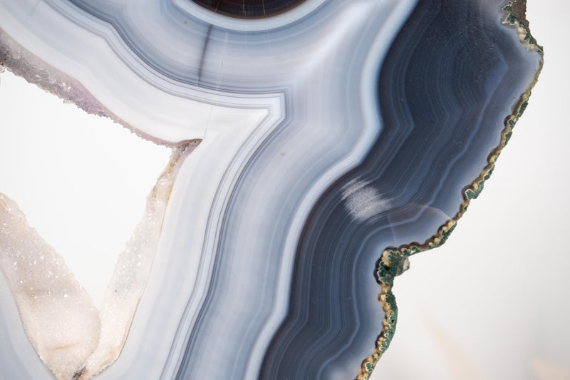 Natural Blue and White Lace Agate Geode Portal - E2D Crystals & Minerals