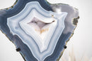 Natural Blue and White Lace Agate Geode Portal with White Galaxy Druzy - E2D Crystals & Minerals