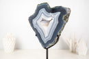 Natural Blue and White Lace Agate Geode Portal with White Galaxy Druzy - E2D Crystals & Minerals