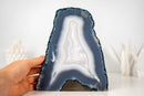 Rare All - Natural Blue and White Agate Lace Geode with Intact Drawn Lines - E2D Crystals & Minerals