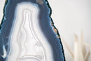 Rare All - Natural Blue and White Agate Lace Geode with Intact Drawn Lines - E2D Crystals & Minerals