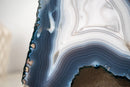 Rare All - Natural Blue and White Agate Lace Geode with Intact Drawn Lines - E2D Crystals & Minerals