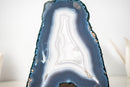 Rare All - Natural Blue and White Agate Lace Geode with Intact Drawn Lines - E2D Crystals & Minerals