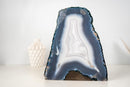 Rare All - Natural Blue and White Agate Lace Geode with Intact Drawn Lines - E2D Crystals & Minerals