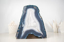 Rare All - Natural Blue and White Agate Lace Geode with Intact Drawn Lines - E2D Crystals & Minerals