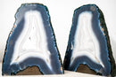 Pair of Blue and White Agate Lace Geodes with Intact Drawn Lines - E2D Crystals & Minerals