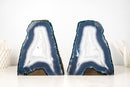 Pair of Blue and White Agate Lace Geodes with Intact Drawn Lines - E2D Crystals & Minerals