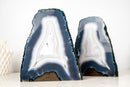 Pair of Blue and White Agate Lace Geodes with Intact Drawn Lines - E2D Crystals & Minerals