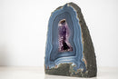 Blue Lace Agate Geode with Delicate Striped Pattern and Amethyst - E2D Crystals & Minerals