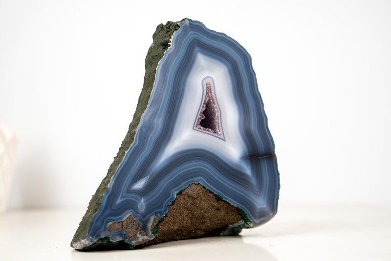 Intact Blue & White Lace Agate Geode – All - Natural Collector - Grade - E2D Crystals & Minerals