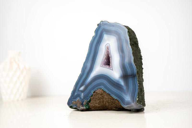 Intact Blue & White Lace Agate Geode – All - Natural Collector - Grade - E2D Crystals & Minerals
