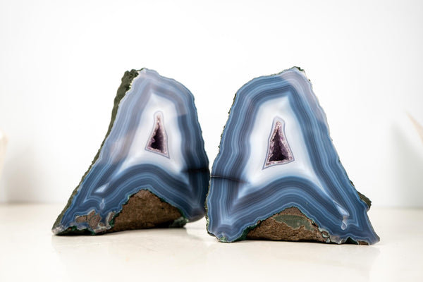 Set of Intact Blue & White Lace Agate Geodes – Collector - Grade Agate - E2D Crystals & Minerals