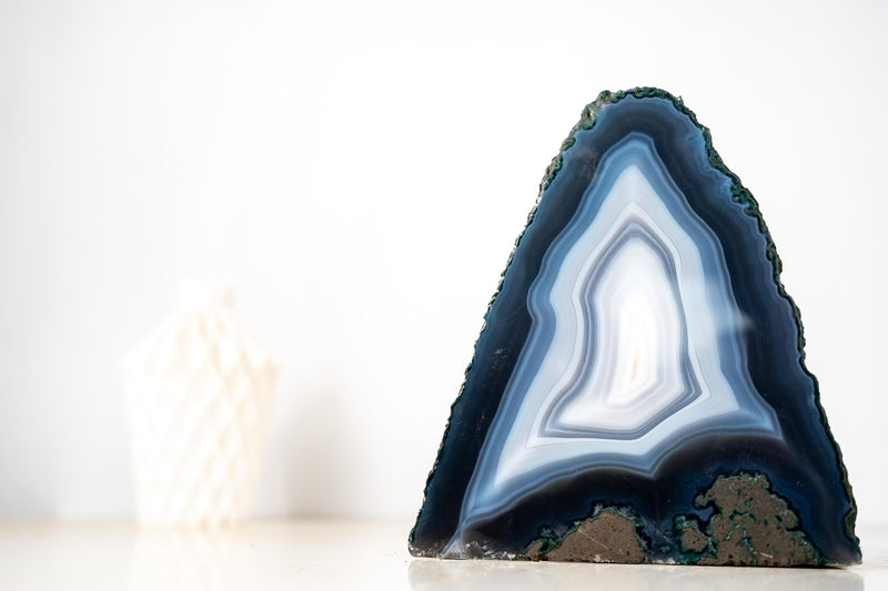 Rare Blue & White Lace Agate Geode – Collector’s Display Specimen - E2D Crystals & Minerals
