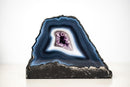 Natural Dark Blue & White Lace Agate Geode with Crystal Center - E2D Crystals & Minerals