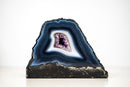 Natural Dark Blue & White Lace Agate Geode with Crystal Center - E2D Crystals & Minerals