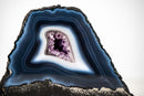 Natural Dark Blue & White Lace Agate Geode with Crystal Center - E2D Crystals & Minerals