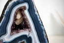Natural Dark Blue and White Lace Agate Geode with Calcite Inclusion - E2D Crystals & Minerals