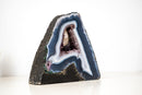 Natural Dark Blue and White Lace Agate Geode with Calcite Inclusion - E2D Crystals & Minerals