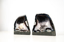 Pair of Agate Geodes with Rare Bi - Color Galaxy Druzy and Crown Form - E2D Crystals & Minerals