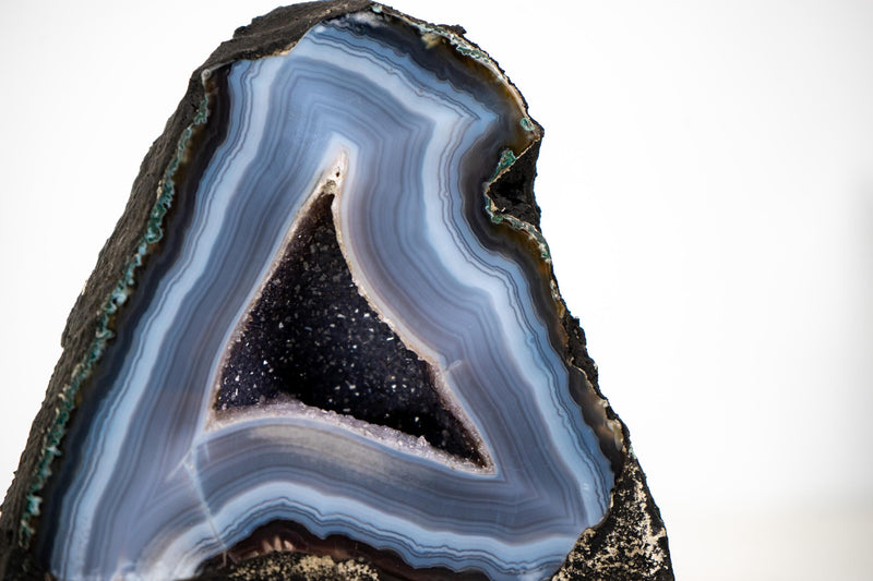 Small Agate Geode with Lace Agate Druzy and Blue Banded Agate - E2D Crystals & Minerals
