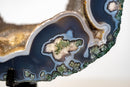 Landscape Agate Geode Portal – Blue Lace Agate with Galaxy Druzy and Cacoxenite Inclusions - E2D Crystals & Minerals