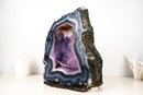 Rare Natural Blue & White Lace Agate Geode – Galaxy Amethyst Cave with Sparkling Violet Druzy - E2D Crystals & Minerals