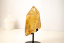 Rare Golden Orange Citrine Obelisk with Graphite Rutile Inclusions - E2D Crystals & Minerals
