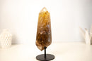 Rare Natural Citrine with Graphite Rutile Obelisk Tower - E2D Crystals & Minerals