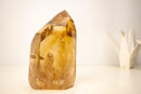 Natural Golden Orange Citrine Obelisk Tower with Graphite Rutile Inclusions - E2D Crystals & Minerals