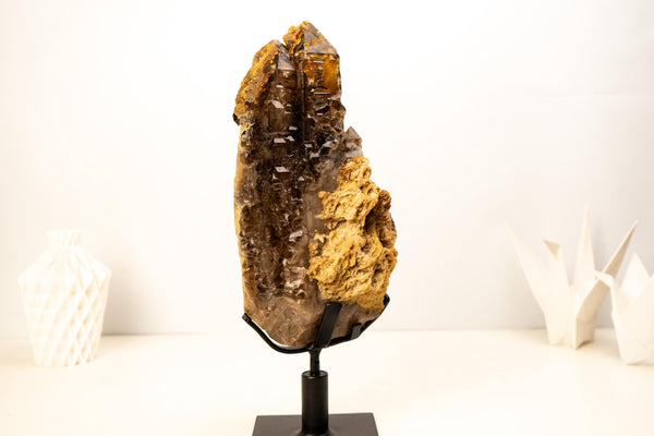 Rare Elestial Alligator Quartz Cluster on Feldspar & Quartz Matrix - E2D Crystals & Minerals