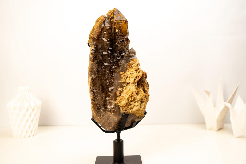 Rare Elestial Alligator Quartz Cluster on Feldspar & Quartz Matrix - E2D Crystals & Minerals
