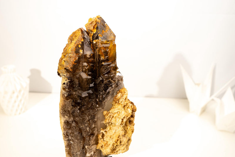 Rare Elestial Alligator Quartz Cluster on Feldspar & Quartz Matrix - E2D Crystals & Minerals