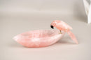 Hand - Carved Rose Quartz Crystal Parrots – Decorative Bowl & Key Tray - E2D Crystals & Minerals
